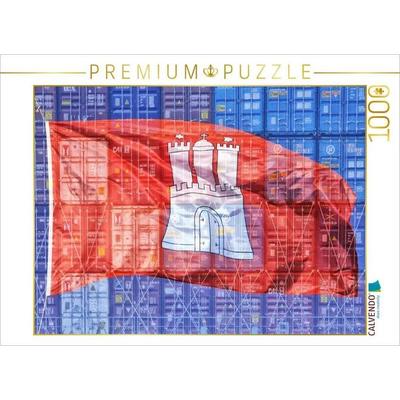 CALVENDO Puzzle Flagge der Hansestadt Hamburg | 1000 Teile Lege-Größe 64x48cm Foto-Puzzle für glückliche Stunden