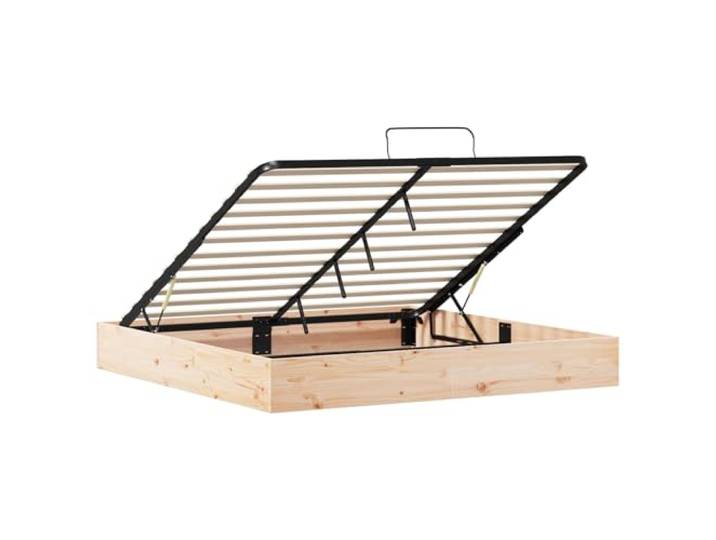 SKTQYQO Ottoman-Bettgestell, 200 x 200 cm, Natur Hydraulisches Heben, integrierter Behälter, modernes Design, einfacher Zugang