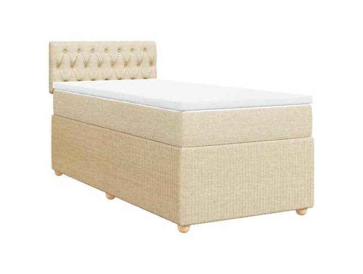 PUGYNBK Boxspringbett mit Matratze, Creme, 80 x 200 cm Lattenrost mit Taschenfederkernen, atmungsaktiver Matratzenschoner, Lattenrost inklusive