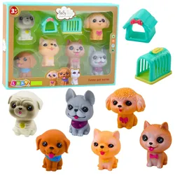 Figurenset Gummihunde Quietscher Zwinger Transporter 6tlg