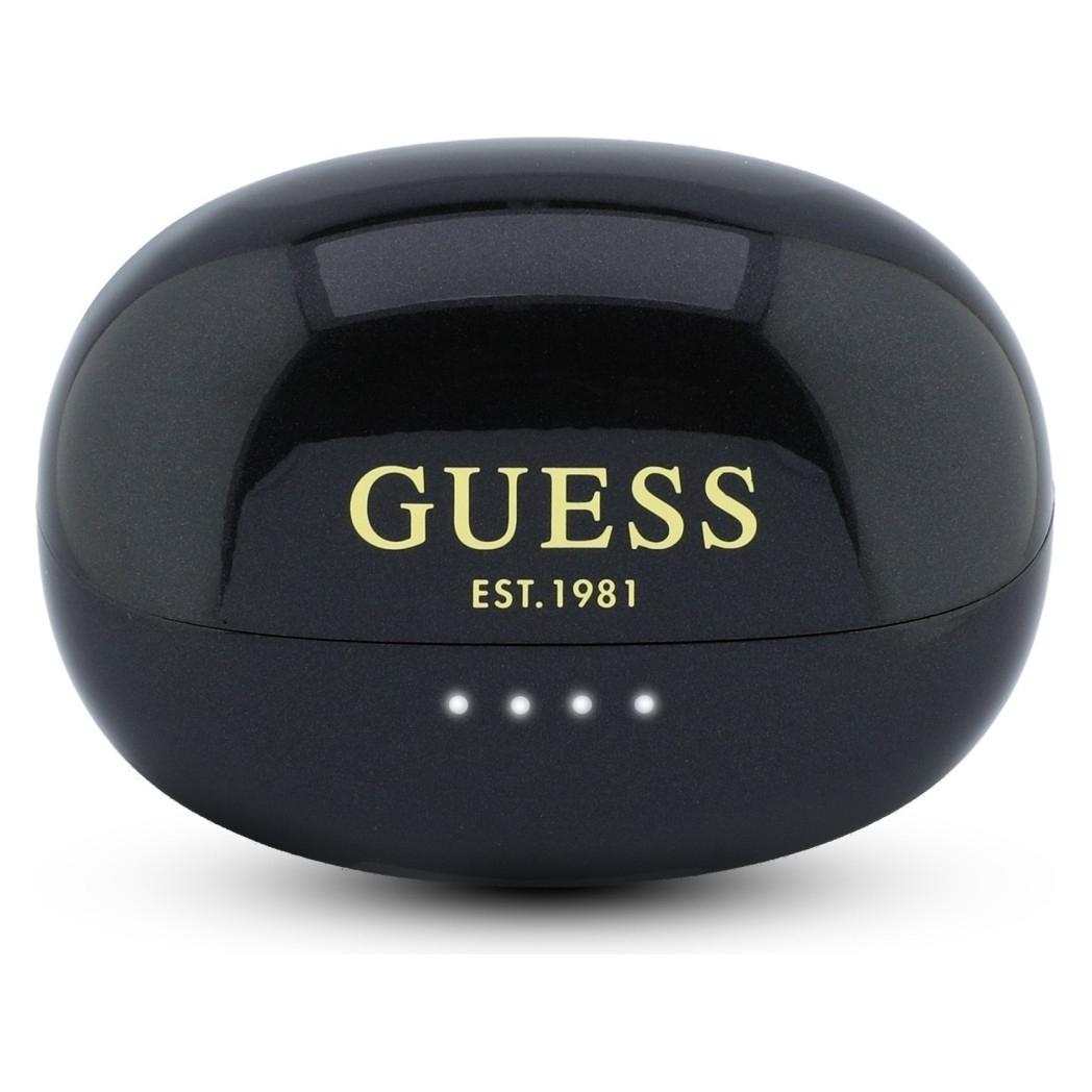Guess Klassische Logo OWS Wireless Ohrhörer in Schwarz mit Metallic-Finish (14 h, Kabellos) (GUTWSOL3MEGK)
