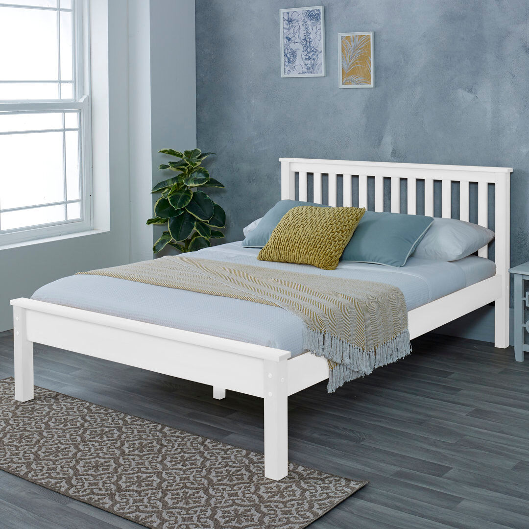 Marlow Home Co. White Wooden Bed White UK King - DE 150 x 200 cm