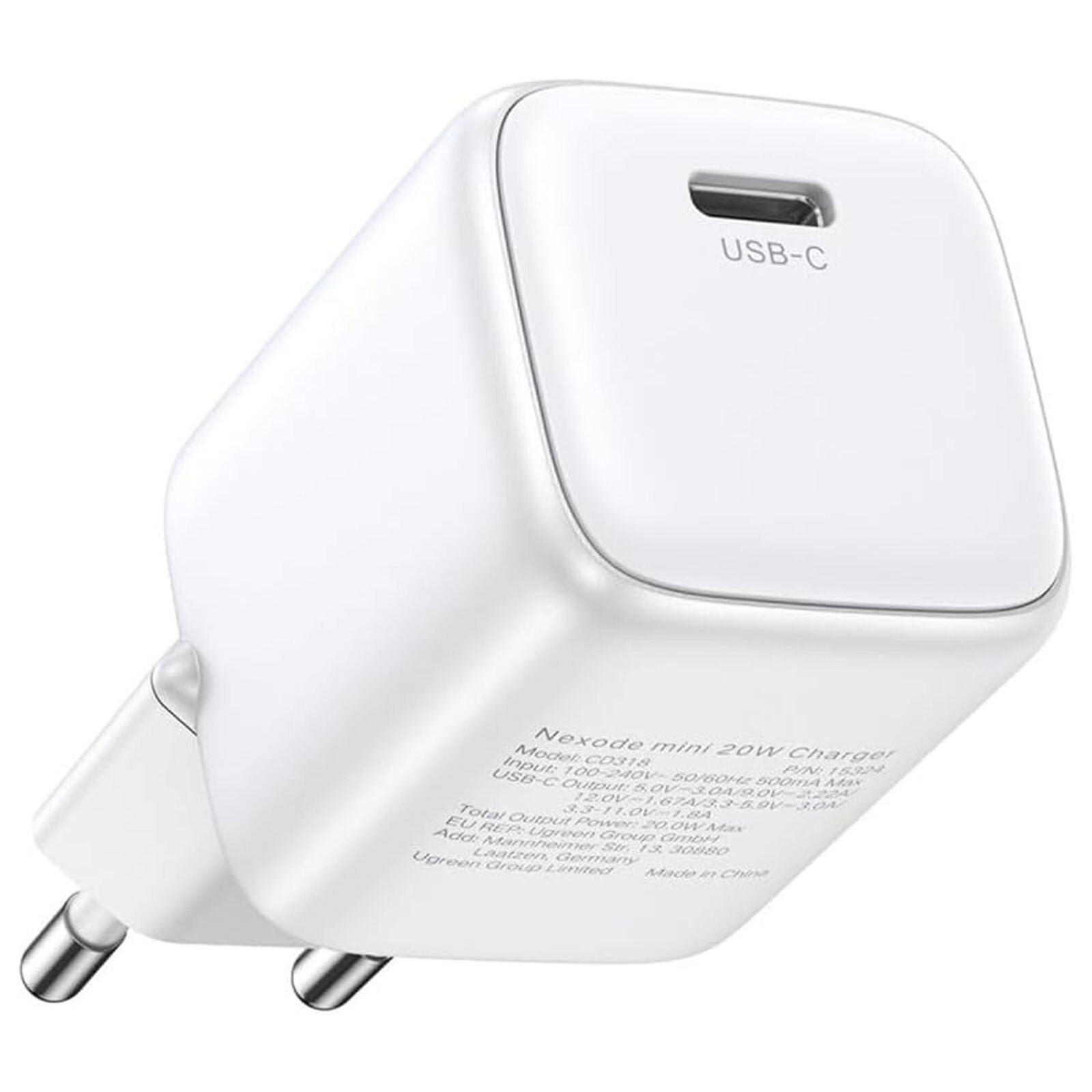 UGREEN Nexode Mini 20W PD GaN-oplader, wit