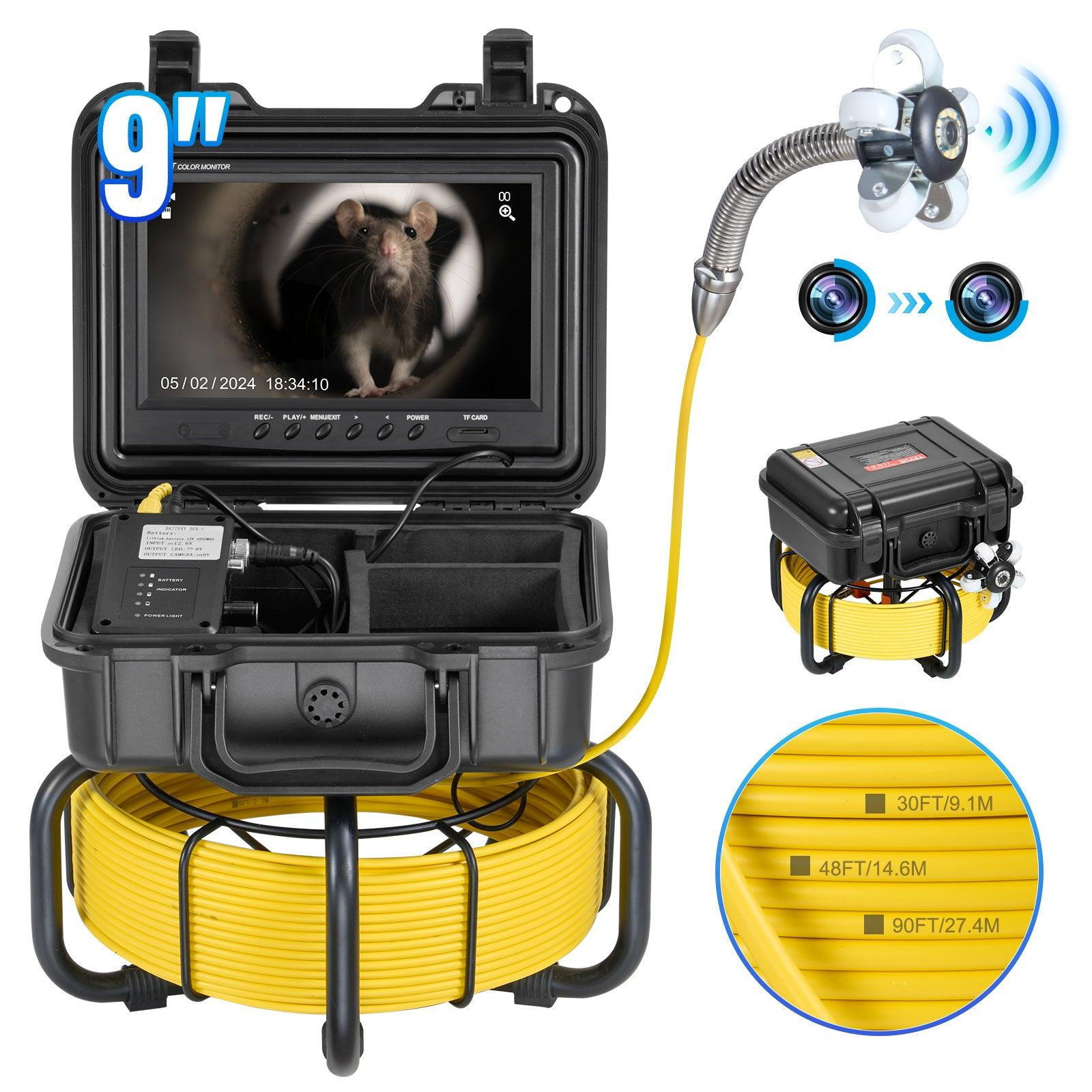 Selius Rioolcamera met 30 meter kabel en 9 inch HD scherm voor buisinspectie