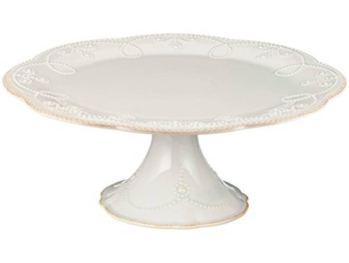 Lenox French Perle Tortenplatte mit Standfuß, mittelgroß, Weiß Sockel-Design, spülmaschinenfest, unterhaltsam, Geschenk für Frauen, Cupcake-Ständer, elegante Unterhaltung