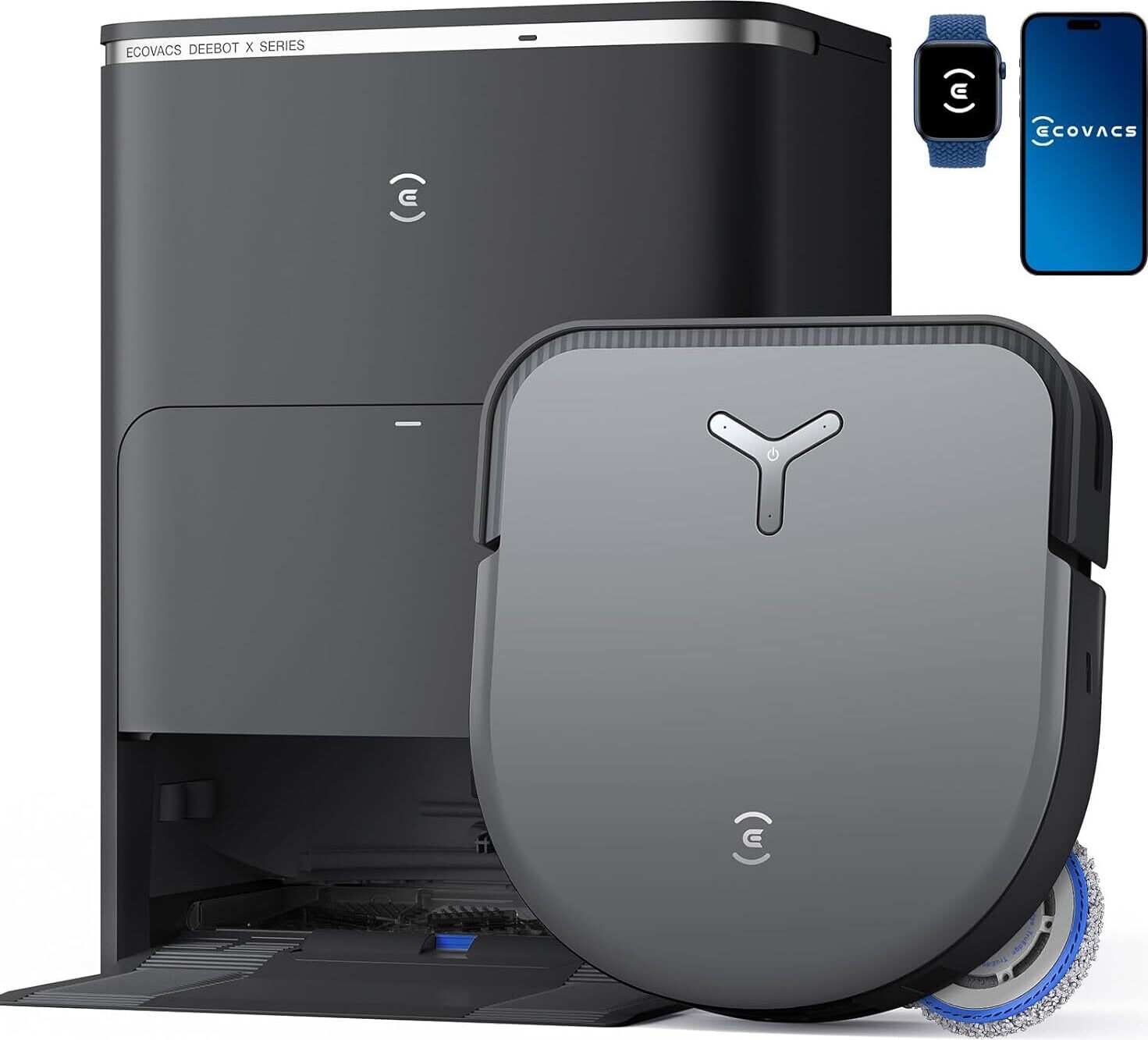 ECOVACS Deebot X5 Omni Staubsauger Roboter 12,800Pa mit All-in-one OMNI Station, Saugroboter mit Wischfunktion, TruEdge Edge Mopping Schwarz