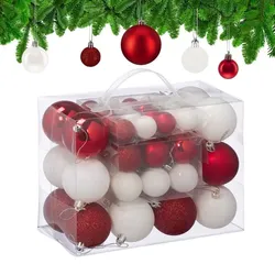 Relaxdays Weihnachtskugeln Set Weiß,Rot