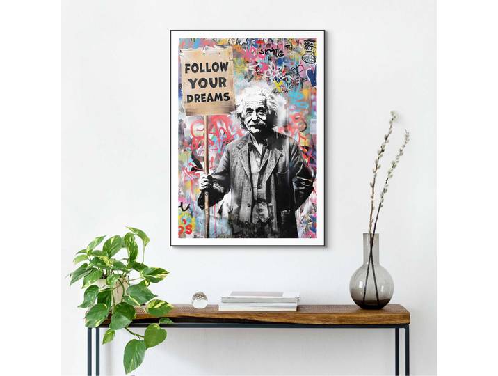 Bild mit Rahmen REINDERS Love is the Answer , farbe bild(er): mehrfarbig, Bilder, B/H/T: 50cm x 70cm x 1,6cm, 1 Stk., MDF, Bild mit Rahmen, Home Office - Graffiti - Liebe - Mehrfarbig - MDF StreetArt - 50x70 cm, B:50cm H:70cm T:1,6cm
