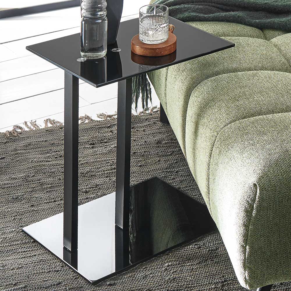 Pharao24.de Glas Anstelltisch in Schwarz Sicherheitsglas & Metall