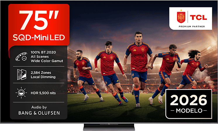 TV SQD-Mini LED 75" - TCL 75C8L, UHD 4K, MT9655, Smart TV, DVB-T2, Negro
