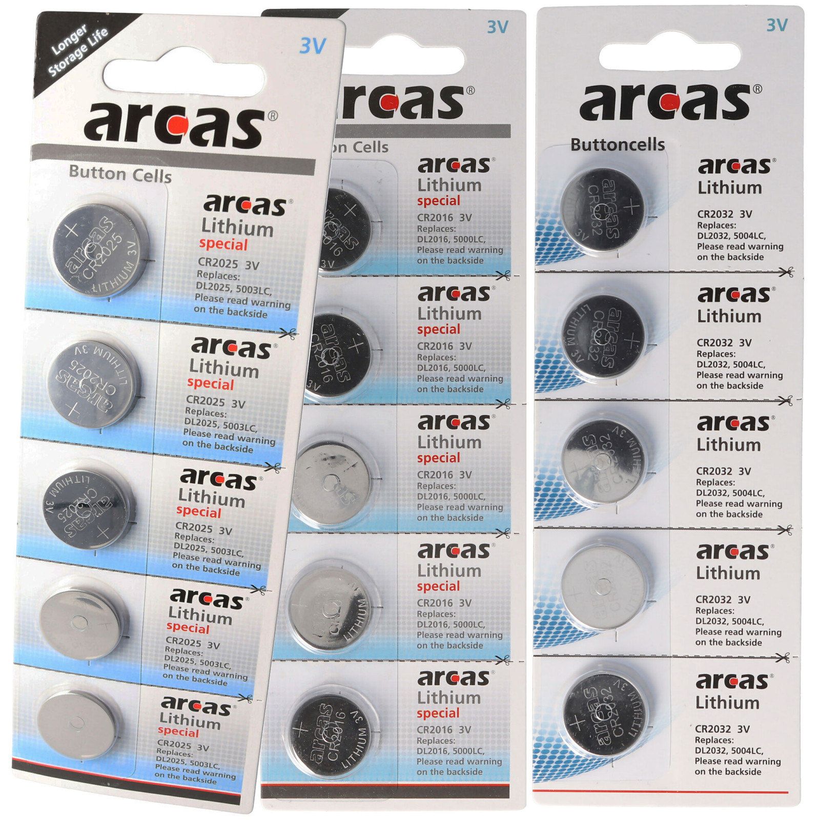 Arcas Knoopcelbatterijen CR2025, CR2032 of CR2016