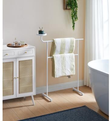 InRoom Designs Valet Clothes Stand with Storage Tray, Towel Rack, Blanket Drying Holder for Bedroom, Laundry Room & Bathroom