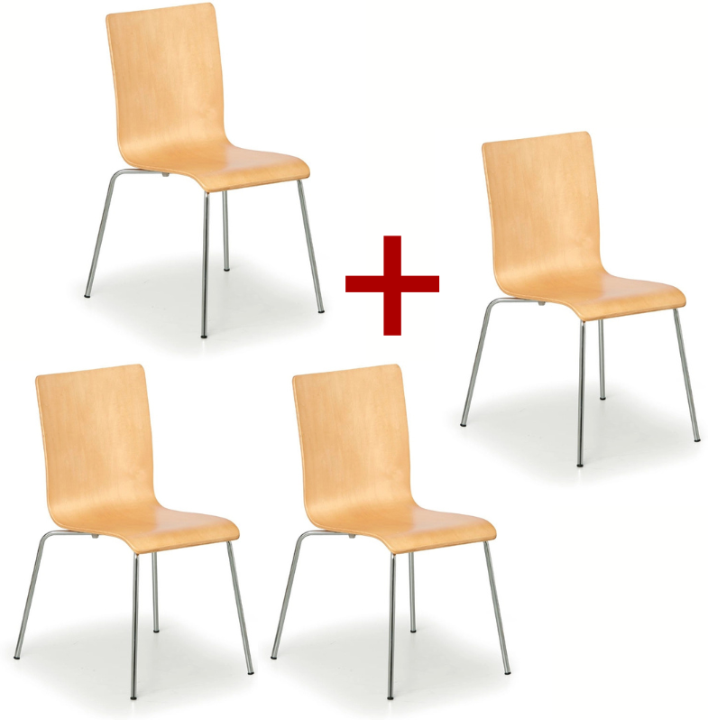 B2B Partner Holzstuhl CLASSIC 3+1 GRATIS, Natur