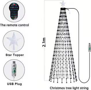Inspire Curations 7FT Smart Christmas Tree Lights With 400 LEDs And Star Topper 2.1m 7ft 400leds usb