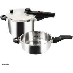 Kelomat Schnellkochtopf Set 22cm 6+3L, Pfannenset + Topfset, Silber
