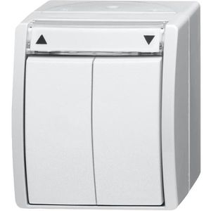 Busch-Jaeger Jalousieschalter Ocean 2601/4 W-54, alpinweiß, Aufputz, Feuchtraum IP44, Wippschalter