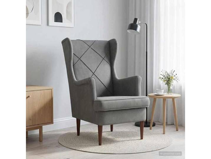 Gris foncé Chaise confortable LEMON Fauteuil Gris foncé Velours Pour maison/bureau_18017