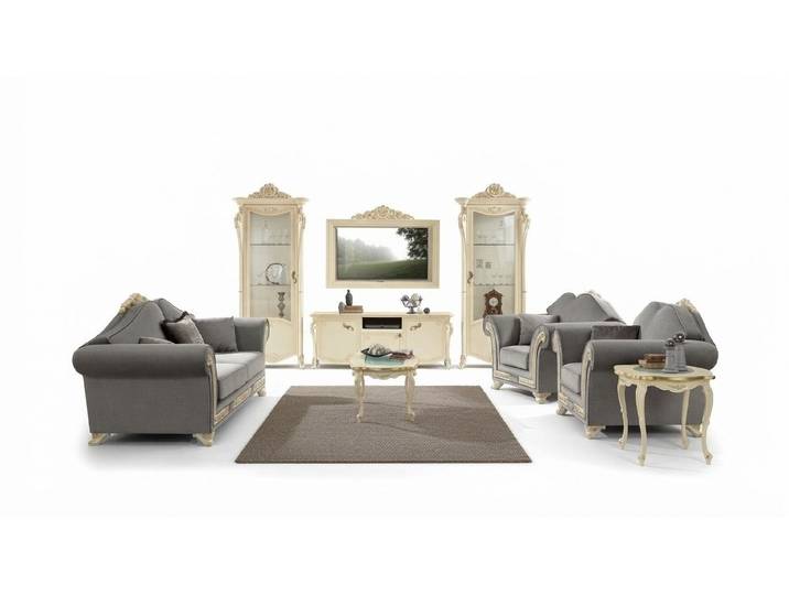 Xlmoebel TV-Schrank Klassischer Holz-TV-Schrank in Beige mit Stauraum (Set 2tlg. (TV-Schrank + TV-Rahmen) Hergestellt in Europa