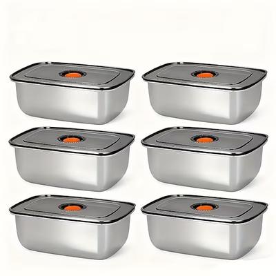 6-teiliges Set aus 50,72-Unzen-Edelstahl-Vorratsdosen, Lunchboxen für Kühlschrank und Gefrierschrank, robustes Küchenaufbewahrungsset