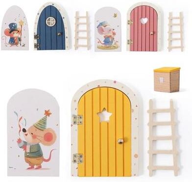 Inspired Living Whimsical Mini Fairy Door Wooden Wall Decor For Kids Room And Tooth Fairy Keepsakes yellow