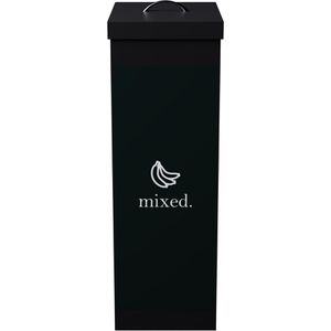 Paperflow Mülleimer Mülltrenner Mix, schwarz, aus Kunststoff, mit Deckel, 60 Liter