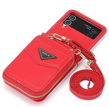 LightInthebox Phone Case For Samsung Galaxy Z Flip 6 Z Flip 5 Z Flip 4 Z Flip 3 Wallet Case Portable Zipper Card Slot Solid Colored PC PU Leather