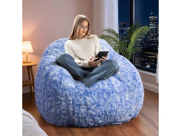 Thaookte Plüsch-Bohnensack, Erwachsene, Weicher Lounge-Sessel Memory-Schaum Sitzsack mit abnehmbarem Plüsch-Mikrofaserbezug – Waschbar & Bequem