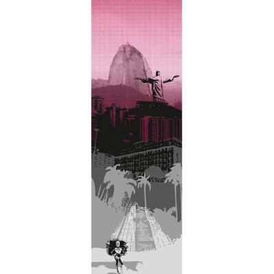 Fototapete ARCHITECTS PAPER "Rio De Janeiro", lila (grau, schwarz, lila), B:1m L:2,8m, Vlies, Tapeten, Grafik Tapete Stadt Rio Pink Schwarz Weiß Panel,00m x 2,80m