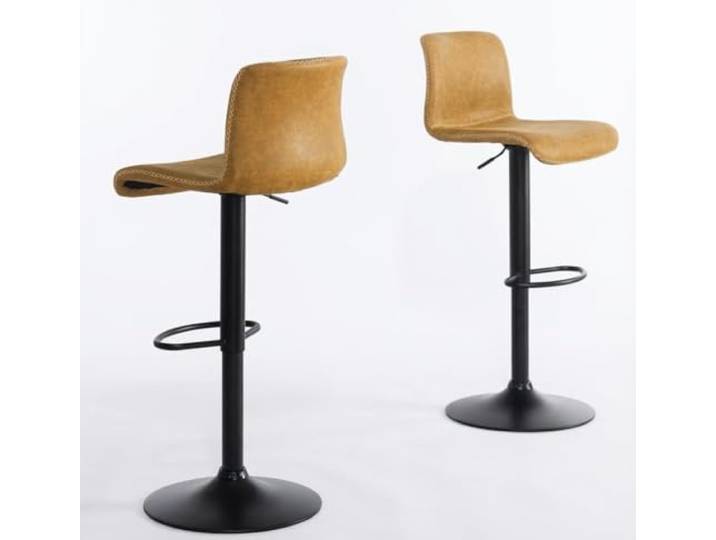 IDEALHOUSE Höhenverstellbare Barhocker mit Rückenlehne – Drehfunktion, ergonomisch, PU-Leder, Metall-Fußstütze – Für Küche, Bar & Empfang – Braun, 2er-Set