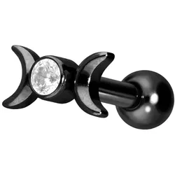 Titan Ohrpiercing mit Innengewinde 2 MONDE + KRISTALL