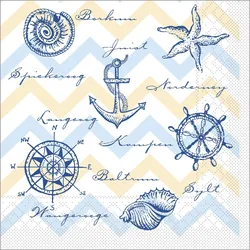 Sovie HORECA Serviette Maritim in blau  aus Tissue 33 x 33 cm, 5x100 Stück