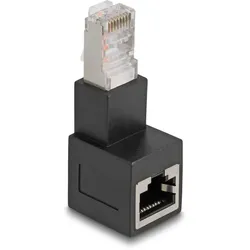 DeLOCK RJ45 Stecker zu RJ45 Buchse Adapter Cat.6A 90° nach unten gewinkelt