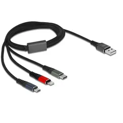 DeLOCK USB Ladekabel 3 in 1 Typ-A zu Lightning / Micro USB / USB Type-C 1 m 3-farbig