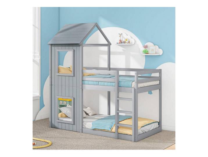 LuxusKollektion Etagenbett Etagenbett 90x200 grau (1-St)