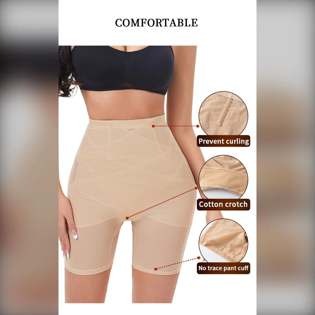 INF Culotte boyshort grande taille en maille croisée, taille haute et effet sculptant 3XL