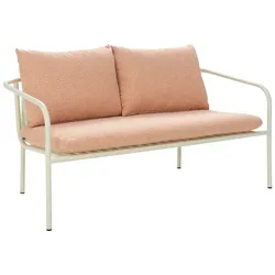 Gartensofa Bendt 2-Sitzer, Aluminium & Teddy-Stoff, Orange/Weiß