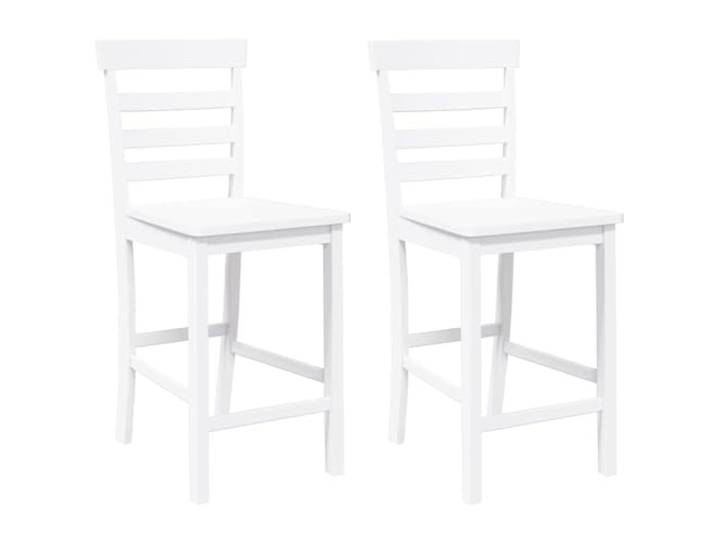 UYPTERF Barhocker 2 STK. Weiß Massivholz Gummibaum Rückenlehne, ergonomisch, Esszimmer, Wohnzimmer, Naturholz, stoßfest, langlebig