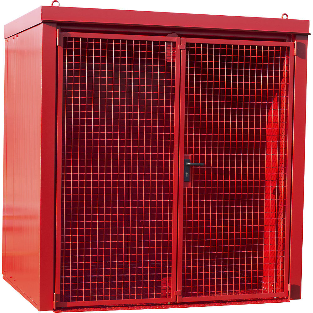 Gasflaschencontainer, feuerbeständig, für 35 Flaschen mit Ø 230 mm, rot eurokraft pro