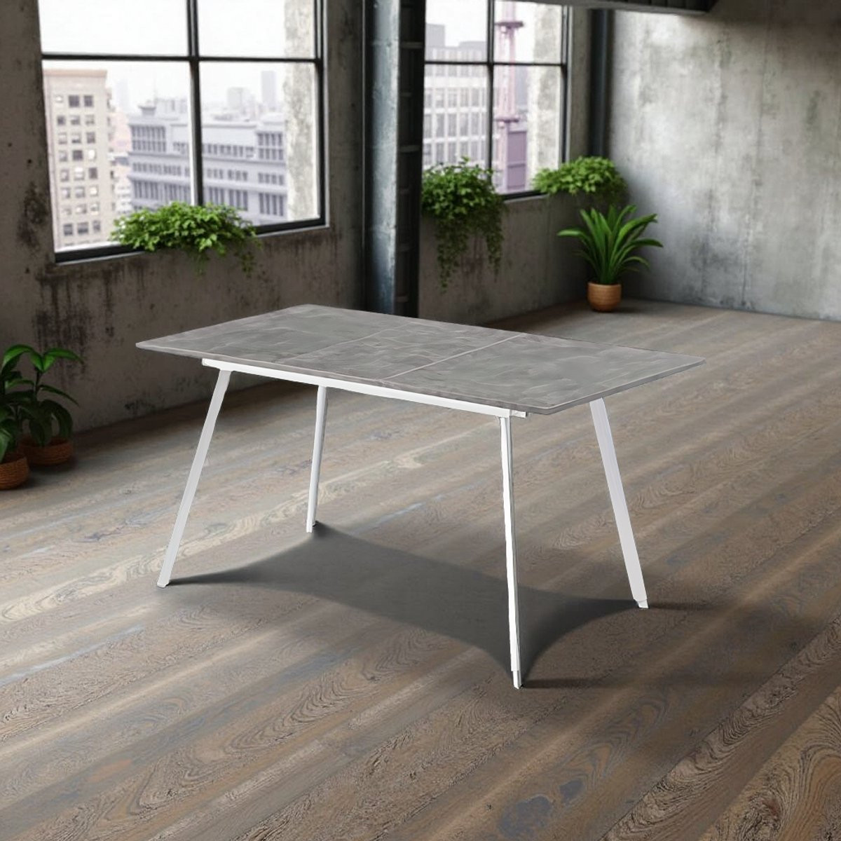 Tribe Oslo Uitschuifbare Eettafel in Betonlook voor 4-6 Personen, B/D/H: 120 x 80 x 75 cm