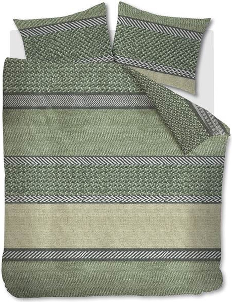 Snoozing Doreen Flanel Dekbedovertrek Tweepersoons Groen 200x220 cm