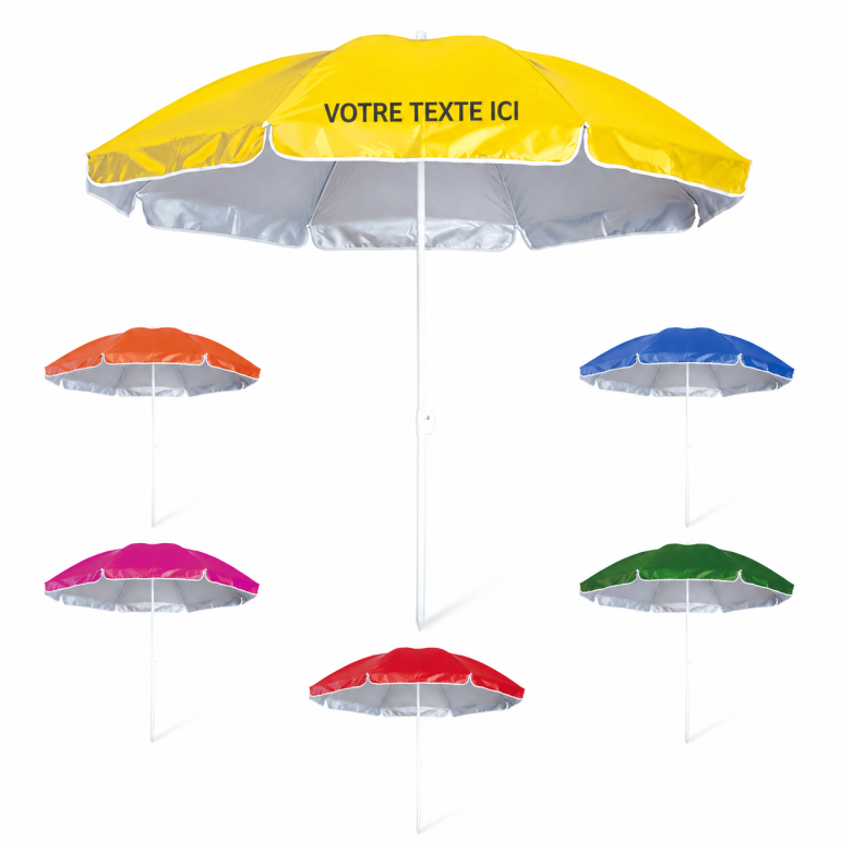 Parasol personnalisable de plage Taner nylon jaune