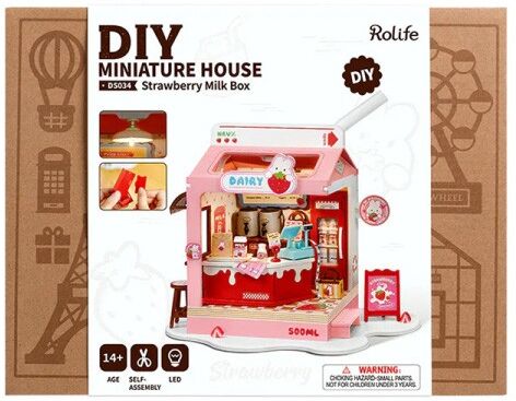 Strawberry Milk Box - Miniature 3D DIY Rolife
