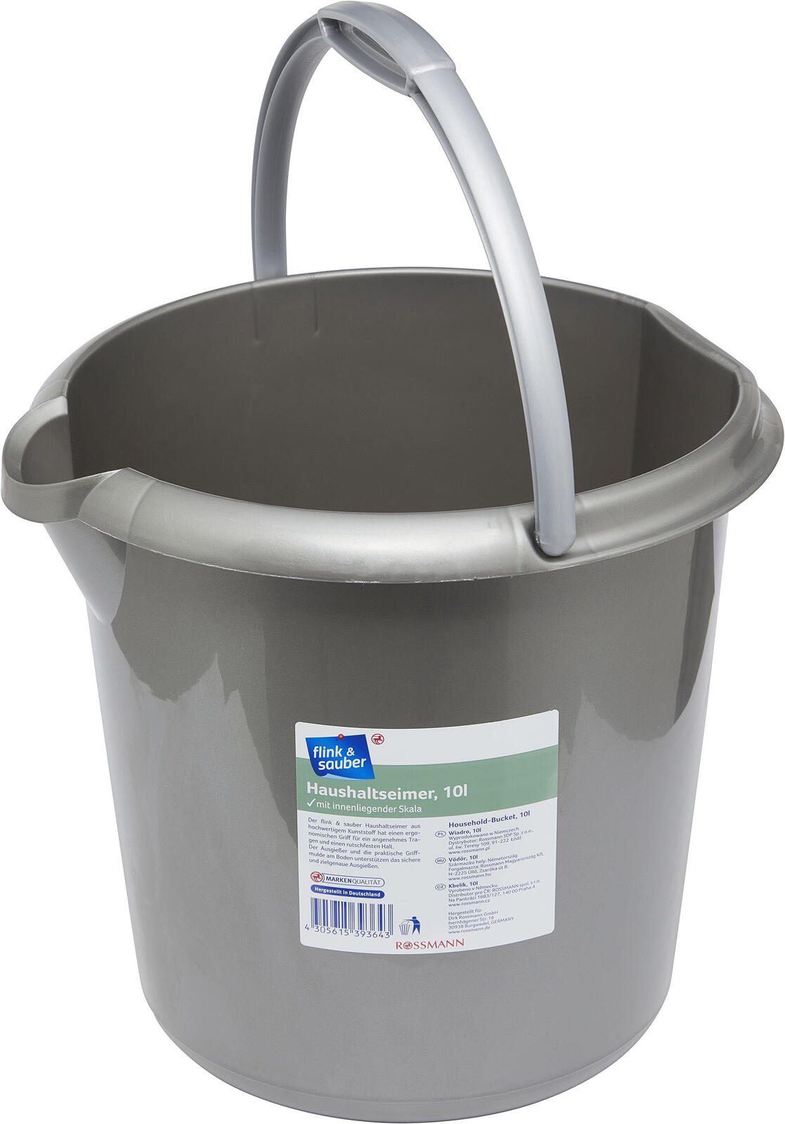 flink & sauber Putzeimer 10,0 l grau 4305615393643