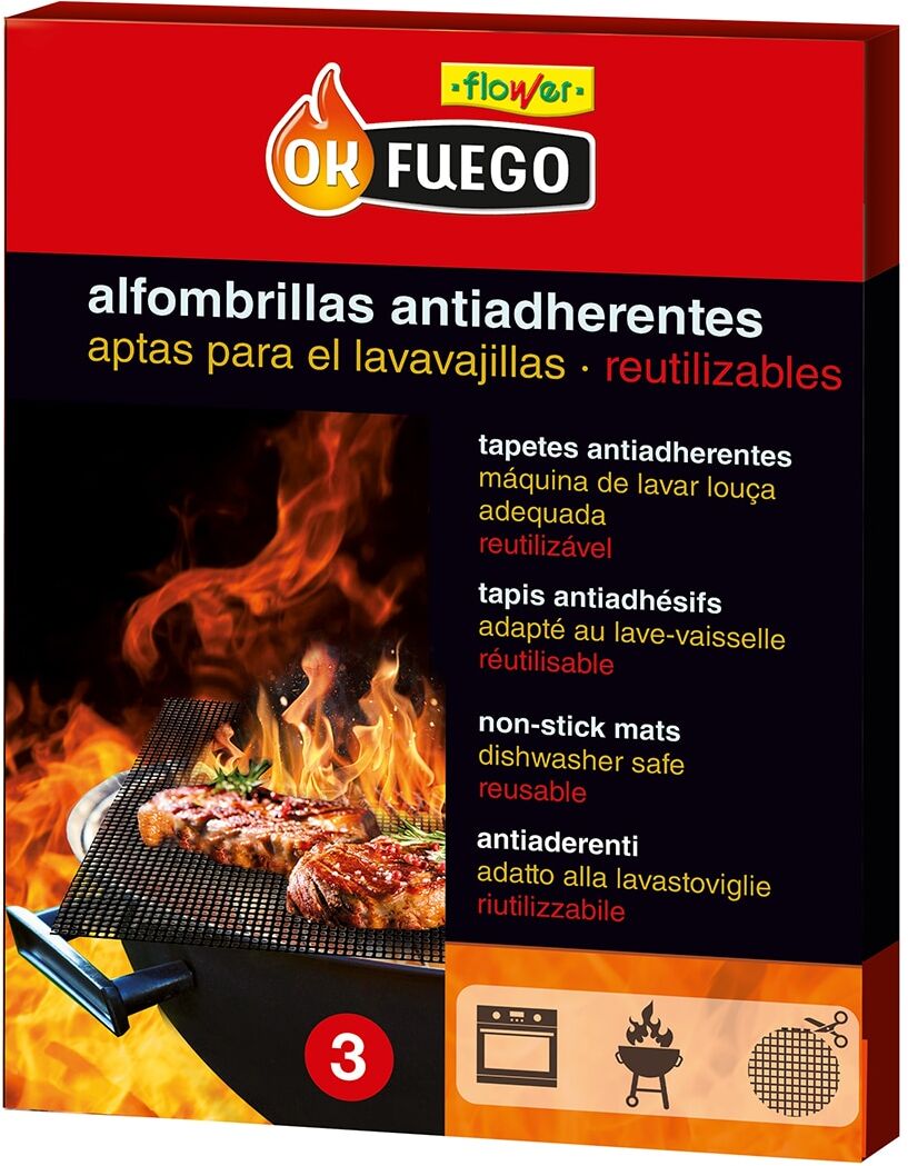 Flower Malla de Rejilla Antiadherente para Barbacoas OKFUEGO 4 Uds.