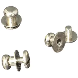 100 Patronenknöpfe mit Schlitzschraube, 7 mm, vernickelt, 100 Stück, Metall, silber