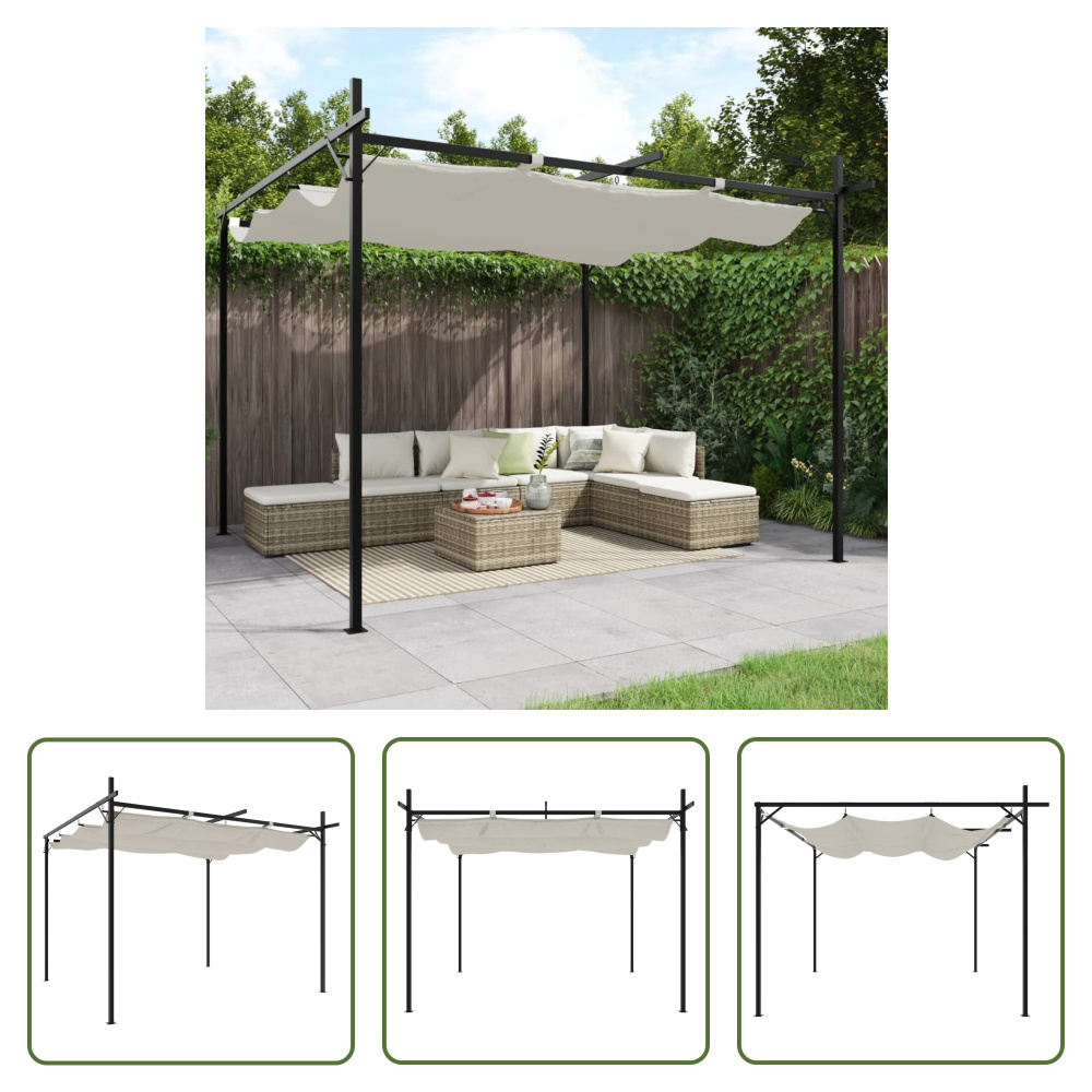 The Living Store Pergola mit Schiebedach Creme 295x292x230 cm