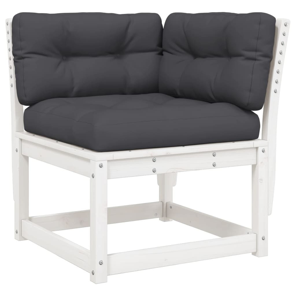 Syfax Tuinhoekbank met kussens, wit, B/D/H: 73 x 73 x 78 cm
