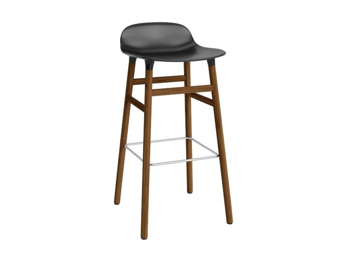 Normann Copenhagen Form Barstuhl valnötsBeine 75cm Schwarz