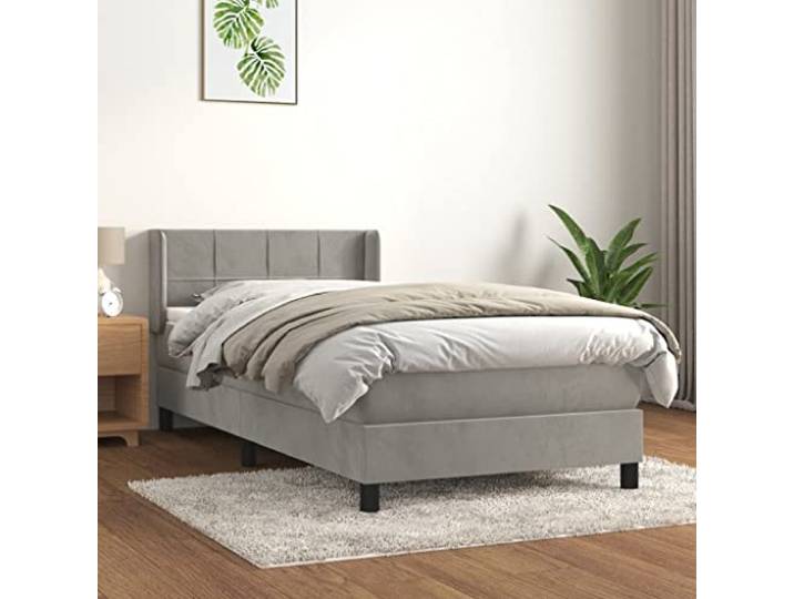 RJPLMFV Lattenrost, 80 x 200 cm, mit verstellbarem Kopfteil, Velours, Grau Matratze mit Taschenfederkern, mittlere Unterstützung, weicher Matratzenschoner, inkl. Anleitung (evtl. nicht in deutscher