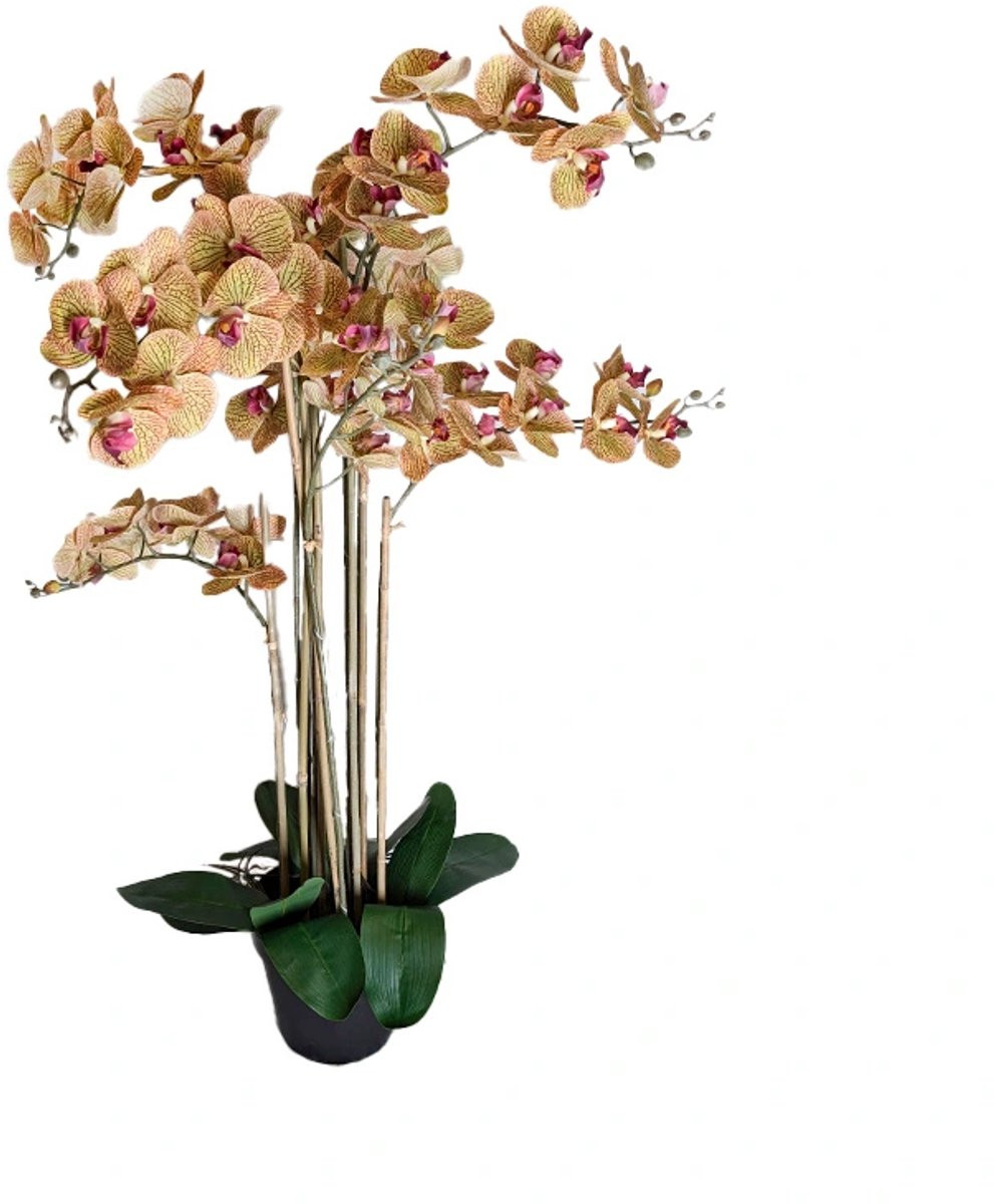 Kunst Phalaenopsis Orchidee in Pot Tiger Yellow - 110 cm